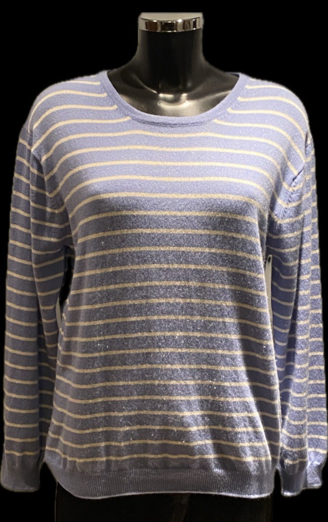 Cashmere Co. Blue & White Jumper - Size L - Pre-loved