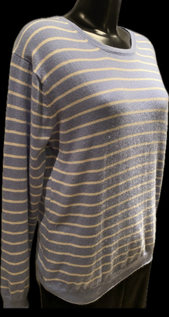 Cashmere Co. Blue & White Jumper - Size L - Pre-loved