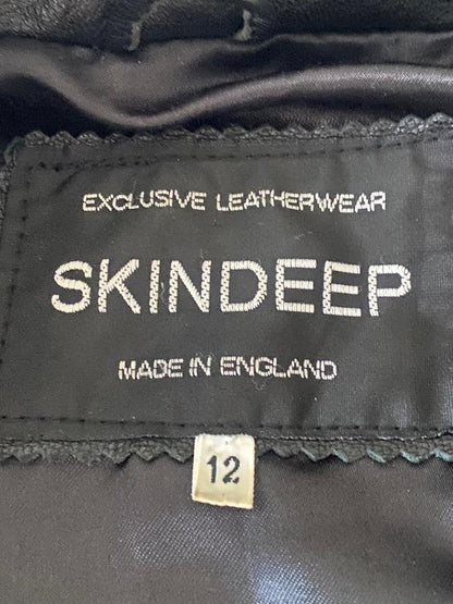 Skindeep B;ack :eather Jacket Size UK12 - Pre-loved