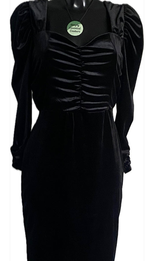 Quiz Black Velvet Dress Size Uk14 - NEW with Tags