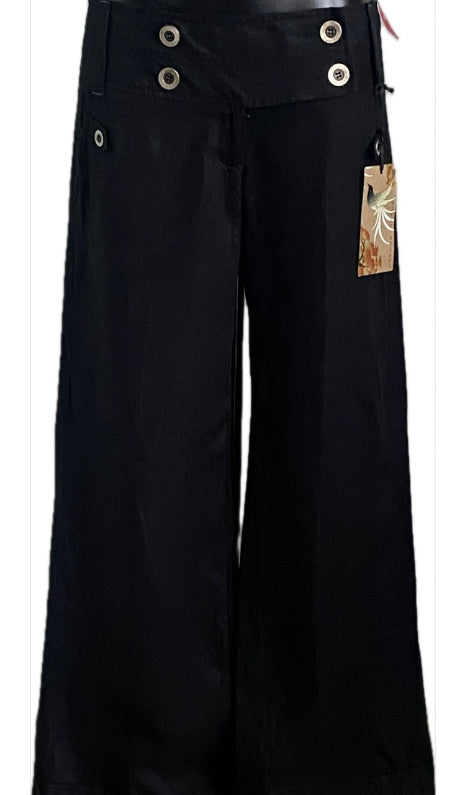 River Island Black Linen Trousers Size UK10 - NEW with Tags