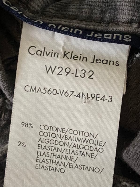 Calvin Klein Grey Corduroy Jeans Size W29x32 UK12 - Pre-loved