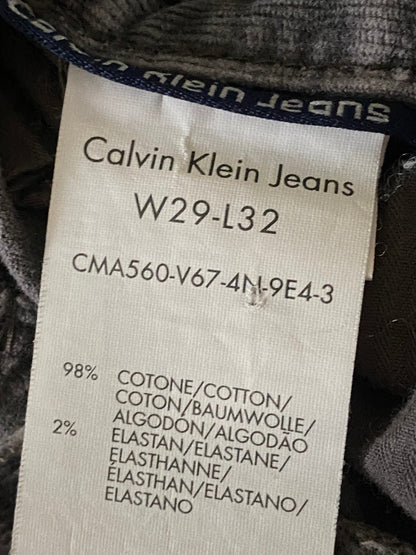 Calvin Klein Grey Corduroy Jeans Size W29x32 UK12 - Pre-loved