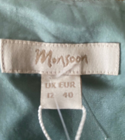 Monsoon Green Silk Dress size UK12 NEW with Tags