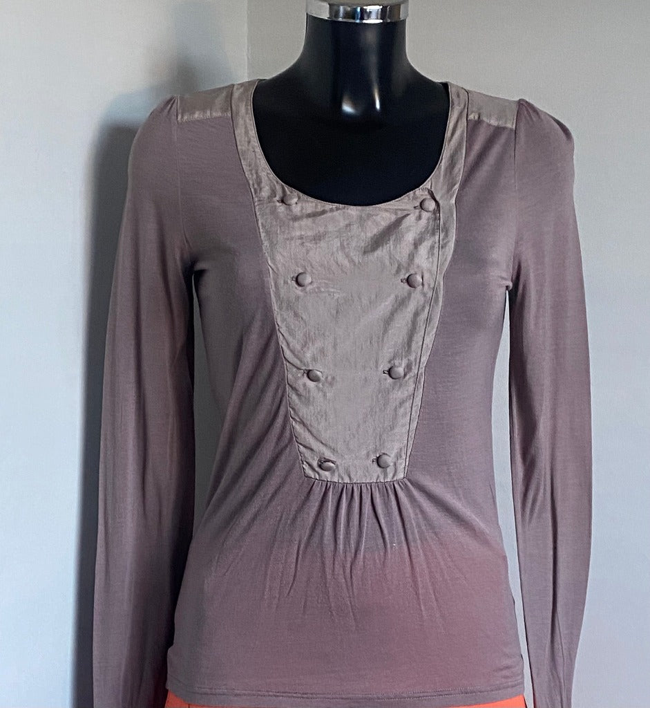 Reiss Brown Panelled Top - Size S - Pre-loved