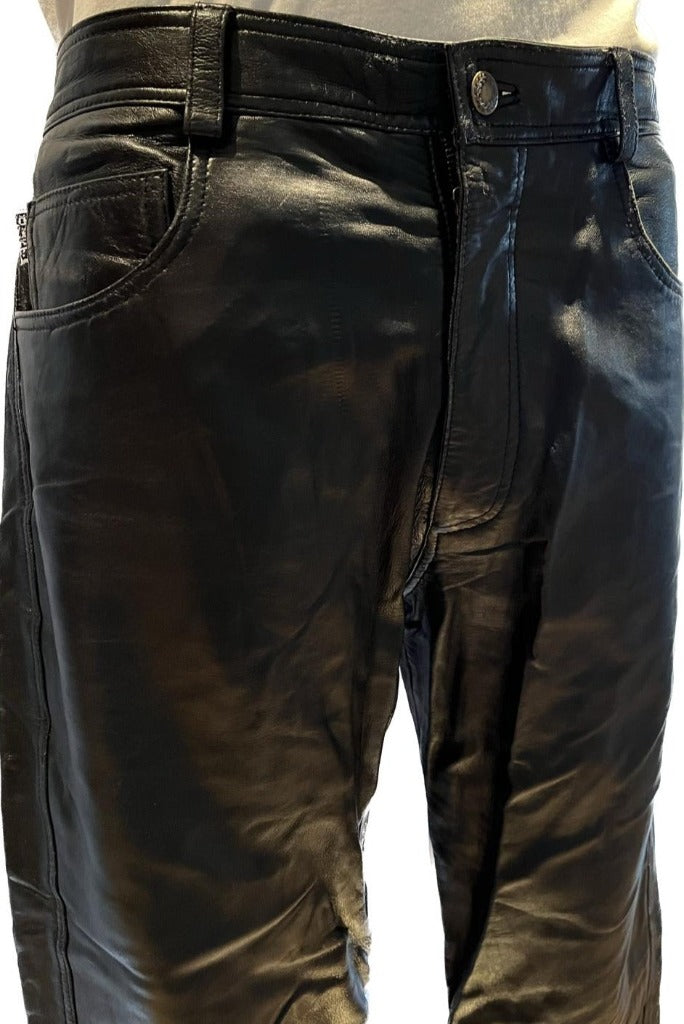 Frank Thomas Black Leather Trousers W36 - Pre-loved