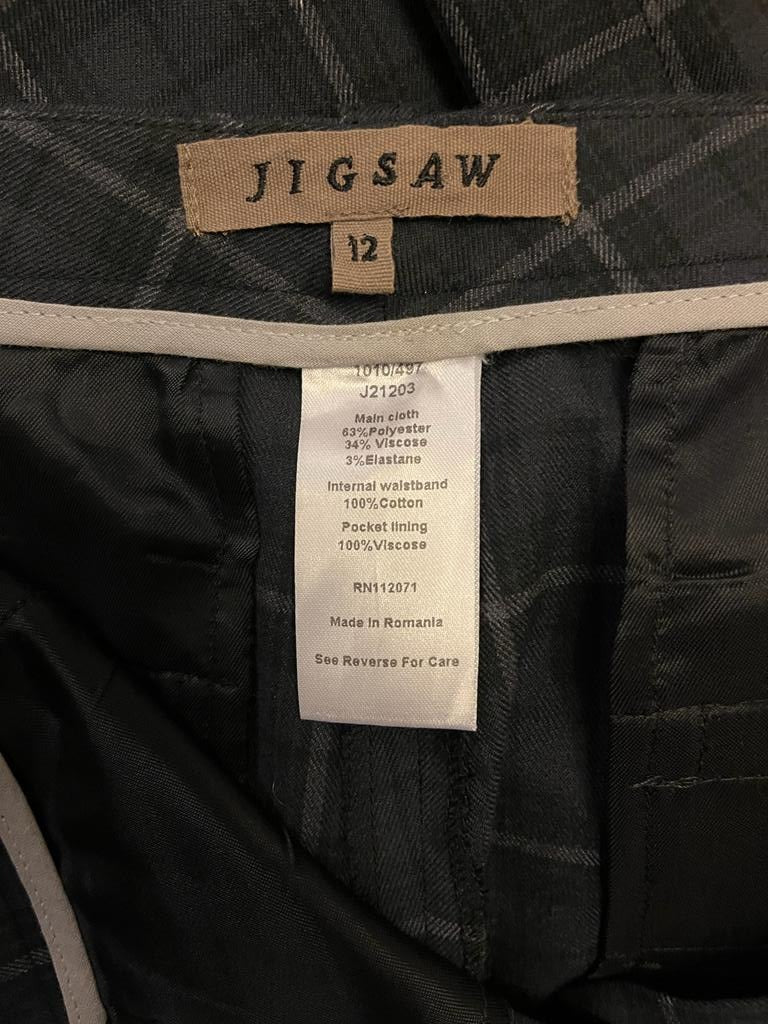 Jigsaw Grey checked trousers size UK12 - Pre-loved