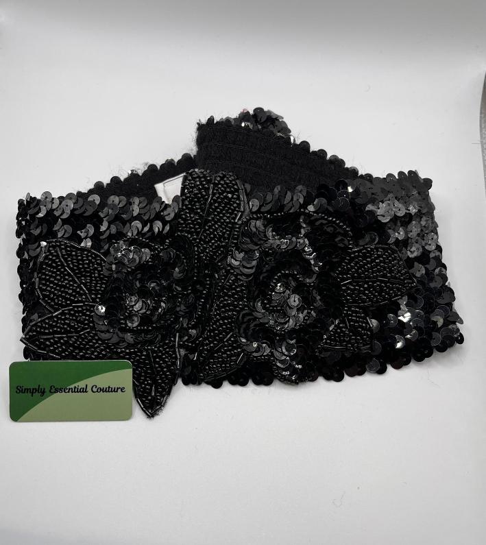 Frank Usher Black Sequin Belt - Pre-loved