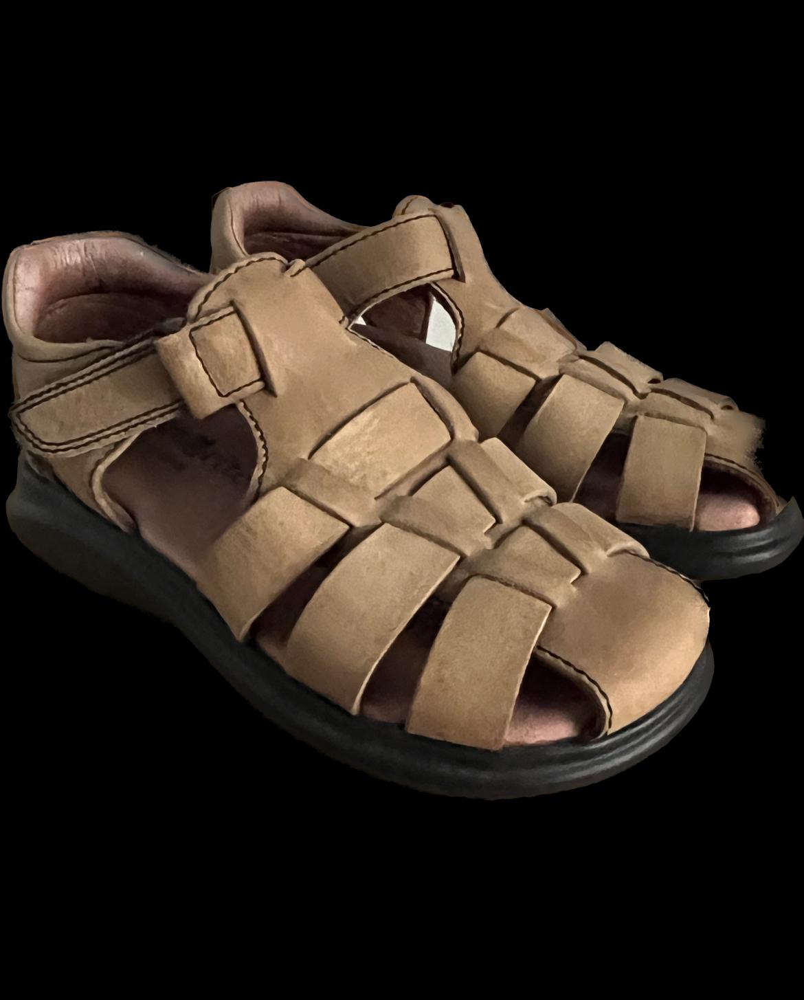 Start-Rite Brown Leather  Hopsack Boys Sandals size UK31F  NEW in box