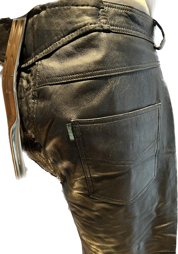 Frank Thomas Black Leather Trousers W36 - Pre-loved