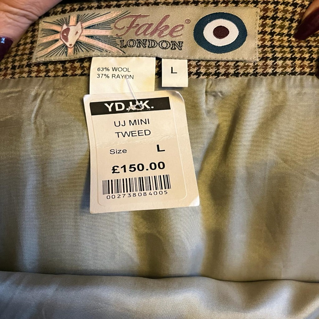 Fake London Tweed Skirt Size L - NEW with Tags