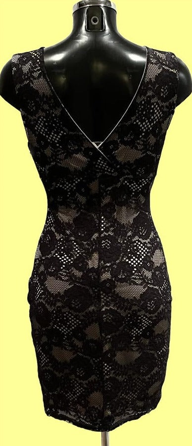 Lipsy Black Lace Dress - Size 10 - Pre-loved