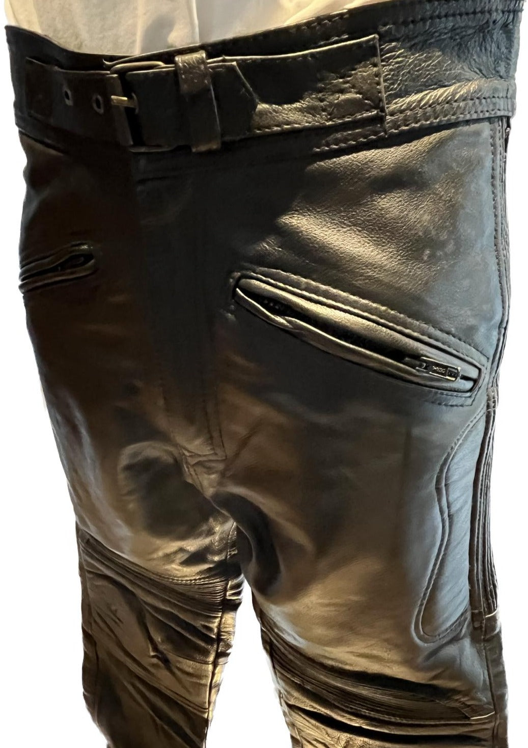 SKIN Leather Biker Trousers - size UK34 - Pre-loved