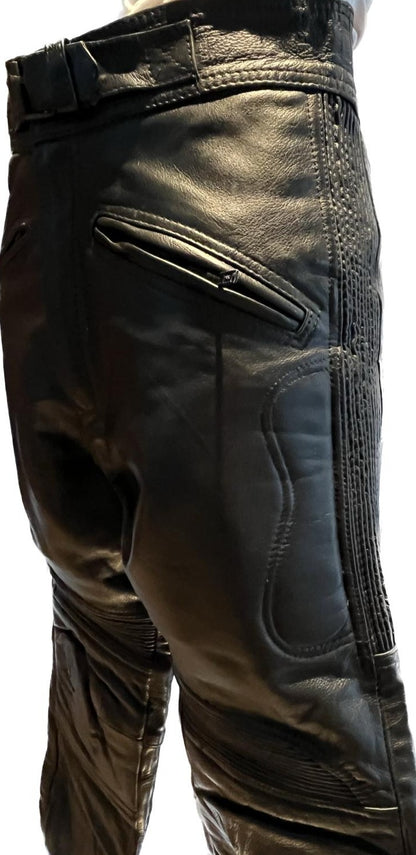 SKIN Leather Biker Trousers - size UK34 - Pre-loved