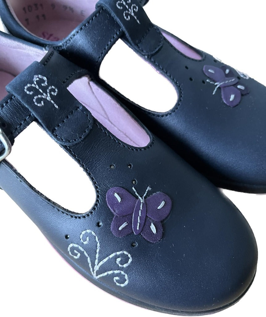 Start-Rite Kerfuffle Navy Leather Girls Shoes size UK9.5E. NEW in Box