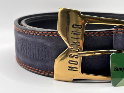 Vintage Moschino Navy Leather Belt - Pre-loved